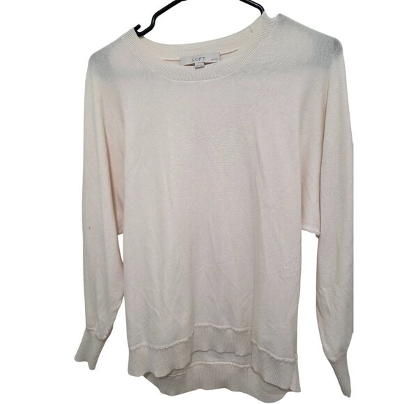 Loft Women's XS/XSP Long-Sleeve Sweaters Set Of 2 Blue & Ivory Solid - Picture 2 of 10